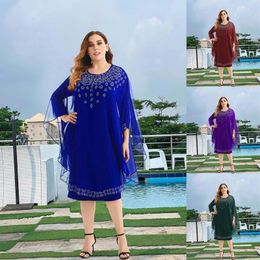 Plus Size Dresses Fashion Chiffon Shawl Dress In Solid Colour Knee-length Ladies Empire Comfortable Women's Clothing