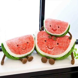 Cute Cartoon Expression Fruit Watermelon Cherry Pillow Plush Toy New Creative Pop ldren Pop Birthday Gift WJ216 J220729