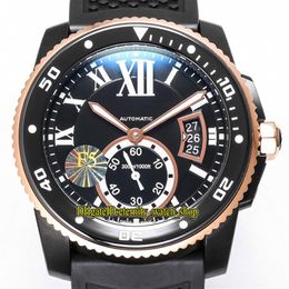 TW F5 version Calibre De W2CA0004 Cal 1904-PS MC Automatic Black Big Date Dial Luminous Mens Watch Ceramic Bezel Rubber Sport300P