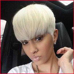 Hair Lace Wigs Women's Short Straight Hair Fashion Platinum High Temperature Silk Headgear