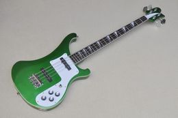 Green Body 4 Strings Electric Bass Guitar with White Pickguard Rosewood Fingerboard Provide Custom Service