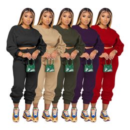 Women's Tracksuits Fall Two Piece Outfit Long Sleeve Crewneck Pullover Tops And Long Pants Tracksuit Sweatsuits