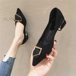 Sandals Elegant High Heels Women Spring And Autumn Fashion Office Low Heel Shoes Black Pointed Toe Shallow Pumps L221107