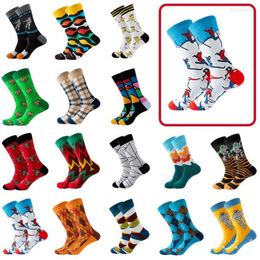 Men's Socks 1 Pair Cotton Fashion Harajuku High Quality Creative Hip Hop Man Woman Fruit Skateboard Animal Happy Funny Sokken