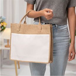 Sublimation Shopping Bags with Handles Sublimation Blank Canvas Tote Bags Reusable Grocery Bags for DIY Crafting wly935