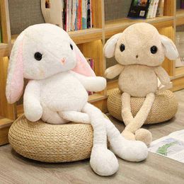 80120Cm Creative Funny Telescopic Rabbit Cuddle Stuffed Soft Kawaii Animal Pull Up Ears Bunny Dolls For Kids Birthday Gift J220729