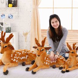 Cute Simulation Animal Sika Deer Cuddle Doll Deer Soft Stuffed Cushion ldren Doll Birthday Gift Personality Home Decoration J220729