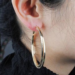 Hoop Earrings Extravagant Double Circle Flat Shinning Earring TOP Simple Big Light Gold For Women