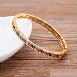 Bangle Bangle Arrival Rainbow Crystal Bracelets Cubic Zirconia Easy Wear Buckle Design Women Bangles Fashion Accessories Party Giftb Dhszk