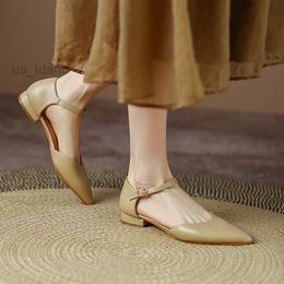 Sandals Women Sandals Pointed Toe Female Pumps Office Lady Low Heels Buckle Strap Solid Sexy Femme Summer Shoes Beige Apricot Fashion L221107