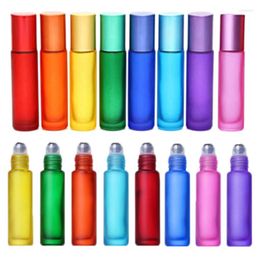 Storage Bottles 10Pc Colourful Roll Glass Massage Roller Tube Vials Containers For Essential Oils Perfumes&Lip Balms10ml