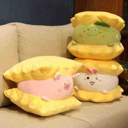 Creative 1Pc 40Cm Sand Cheese Cookies With Animals Plush Toys Super Soft Plushie Food Pillow Sofa Pillow For Kids Gift J220729