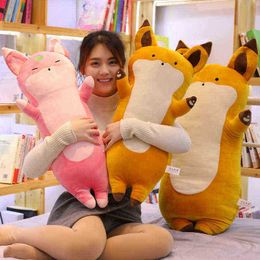 1Pc 7090Cm Soft Cute Fox Cuddle Stuffed Kids Fox Cushion Pop Fashion Kawaii Gift For Kids Birthday Gift Home Decoration J220729