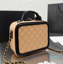 Evening Bags Classic Filigree Vanity Case Totes Bag Leather Quilted Plaid Gold