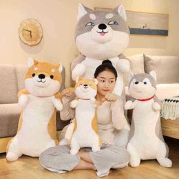 6080100Cm Cute Shiba Inu Dog With Cat Plush Toys Stuffed Long Animals Sleep Boyfriend Pillow Doll Office Pillow ldren Girls Gift J220729