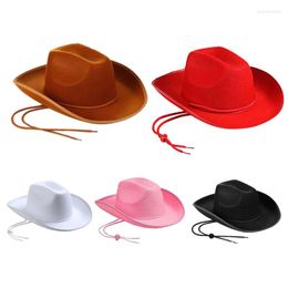 Berets Vintage Wedding Cowboy Hat Western Style Large Brim Hats Fedora Felt Jazz Accessory Wide Curve