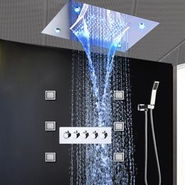 Sistemas de ducha de lluvia de lujo Cabeza de ducha LED Massaje Masaje de cascada grifos