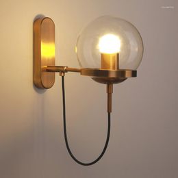 Wall Lamps Modern LED Ball Glass Sconce Lamp Bathroom Kitchen Bedroom Bedside Living Room Light Aisle Lighting Black Golden Luminaires