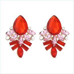 Stud Stud Lubov Handmade Rhinestone Sweet Crystal Earrings Women Fashion Jewelry Style Blue/Black/Pink For Girl Drop Delivery Dhksb