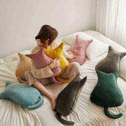 4048cm New Cute Cat Shape Plush Pillow Toys Soft Stuffed Cartoon Animal Doll Nap Cushion Christmas Gifts For Kids J220729