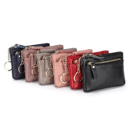 Women Fashion Solid Colour Credit Card ID Card Holder Wallet Casual Genuine Leather Mini Coin Purse Clutch Wallets Case Pocket