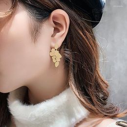 Backs Earrings Fashion Irregular Scrub Tasse Clip On Matte Gold Leaf Without Piercing For Women Stylishear Ear Clips Jewellery