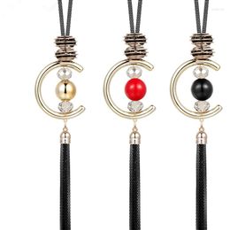 Pendant Necklaces Red White Pearl Ball Long Tassel Circles Simulated Women Girl Black Chain Maxi Necklace Fashion Jewelry