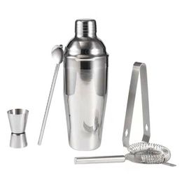 5pcs/set Stainless Steel Cocktail Shakers Bar Tools Mixed Drinks Ice Strainer Clips 350ml 550ml 750ml