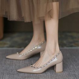 Sandals 2022 New Brand Women Pumps Pointed Toe Thick High Heels Female Luxury Fashion Comfortable Office Work Pumps Ladies Shoes L221107