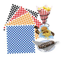 Colourful Grid Pizza Oil Paper Sheet Fried Food Paper Liners Hamburger Wrapping Paper for Baking Pastry LX5249