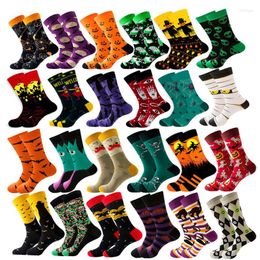 Men's Socks Hip-Hop Happy Mens Novelty Women Halloween Cartoon Sock Funny Men's Big Size Crew Harajuku Hip Hop Thick Long Cotton