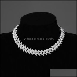 Chains Chains 2021 Iced Out 16Mm Miami Box Clasp Cuban Chain Heavy Spike Shape Necklace Cubic Zircon Bling Hip Hop For Men Jewelry D Dh9Kp