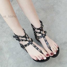 Sandals Gladiator Sandals Roman Style Fashion Cross Skull Flip Flops Women Flat Sandals Zapatos De L221107