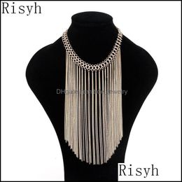 Chains Risyh Fashion Texture Mtilayer Metal Chain Tassel Necklace Wild Short Female Accessories Chains Drop Delivery Jewellery Necklac Dhe7F