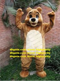 Cute Brown Bear Mascot Costume Mascotte Ursus Arctos With Big Black Nose White Chubby Belly Fancy Dress Adult No.1812 Free Ship