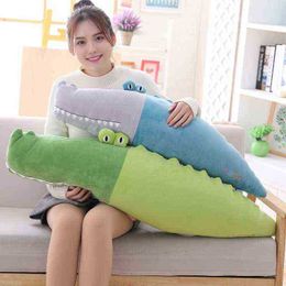 90Cm Simulation Vivid Crocodile Plush Cushion Soft Cartoon Animal Crocodile Stuffed Pop Sofa Cushion Bed Cushion Friends Gifts J220729