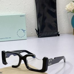 Weiße Designer-Sonnenbrillen für Männer und Frauen, OFF-Style, modische Brillen, klassische dicke Platte, schwarzer quadratischer Rahmen, Brillen, transparente Brillen für Herren, lunettes de soleil homme