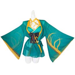 Game Genshin Impact Miss Hina Cosplay Beelzebul Swimsuit Cute Gorou Kimono Costume Coat Swimming Suit For Women Girl J220720