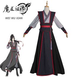 Mo Dao Zu Shi Cosplay Wei Wuxian Jong Grandmaster Of Demonic Cultivation Costume Men Anime Wei Wuxian Wig Shoes Flute J220720