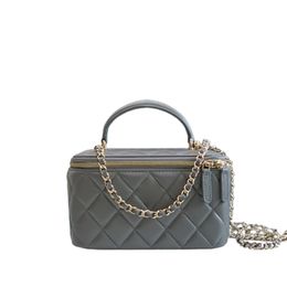 10A Mirror quality Sheepskin Luxury Designer Cosmetic Bags Women Small Vanity Case Chain Handbag With Box C105297J