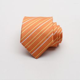 Bow Ties 2022 Style Designer High Quality Fashion Men Tie 9CM Width Striped Wedding Groom Party Neckties Orange With Luxury Gift Box