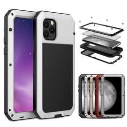 Tempered Glass Aluminium alloy Cases Defender Heavy Duty Armour Kickstand 3 in 1 Shockproof Cover for iPhone 8 7 X XS MAX XR Waterproof Dustproof 1PC