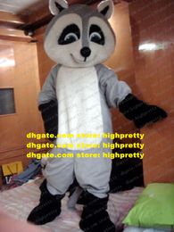 Adorable Mascot Costume Grey Raccoon Procyon lotor Alkyl Bear Racoon Adult Mascotte With Big Black Hands Feet No.399 Free Ship