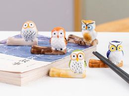 Cartoon Cute Owl Chopstick Frame Ceramic Chopstick Frame Home Decoration