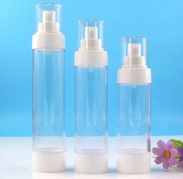 100pcs 80ml 100ml 120ml Cosmetic Empty Plastic Bottle Transparent Travel Liquid Bottles Airless Pump Vacuum Toiletries Container