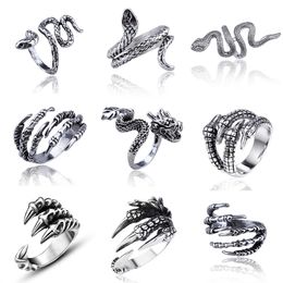 Band Rings Vintage Animals Dragon Claw Snake Ring Men Women Punk Hip Hop Opening Adjustable Fashion Personality Gothic Jewellery Gift Smtg4