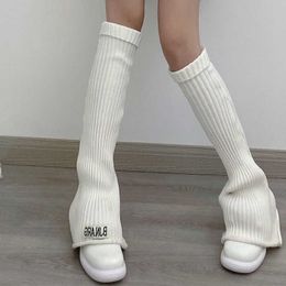 Socks Hosiery Harajuku Cute Flared Knitted Leg Warmers Novel Girls Kawaii White Winter Loose Foot Cover Knee High Lolita Leg Warmer Socks T221107