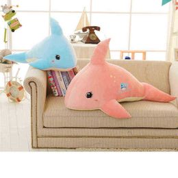 New BluePink Kawaii Dolphin Plush Toy Soft Cartoon Animal Dolphin Filled Pillow Pop Sofa Decoration Pillow Cushion ldren toys J220729