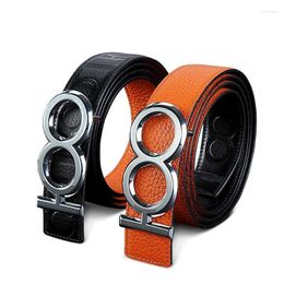 Belts 2022 100 Men's Belt Business Needle Buckle Youth Korean First Layer Cowhide Double-sided