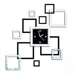 Wall Clocks Preciser 3D Acrylic Mirror Clock Study Diy Square Combination Stickers Quartz Needle Living Room Decoration